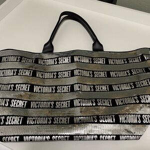 Victoria's Secret Black and Gold Sequin Tote